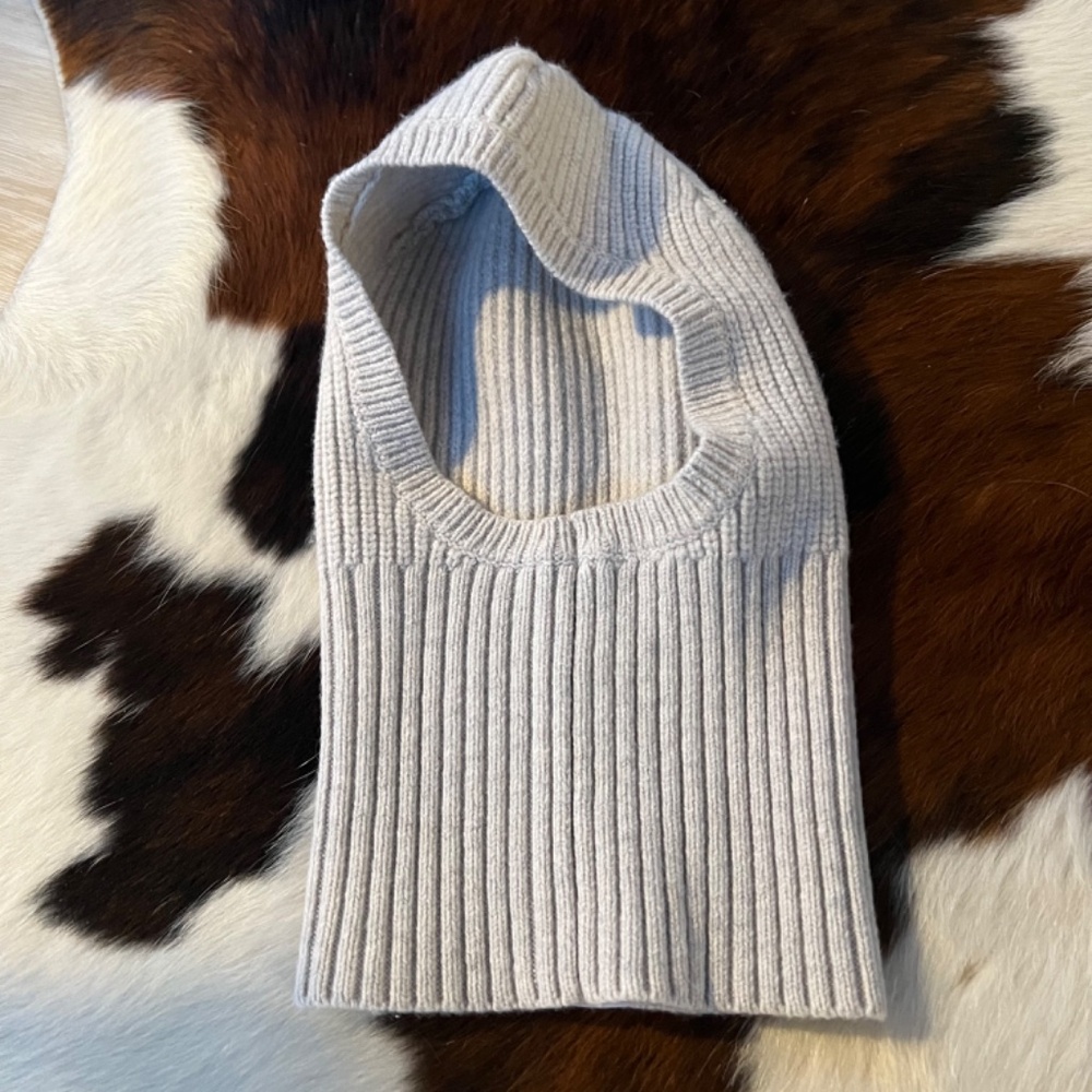 Hand Knitted Balaclava Hat Merino Wool Muted Soft Gray